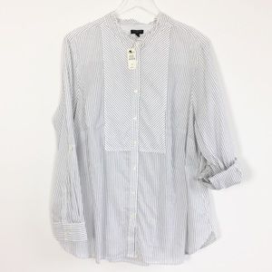 NEW NWT Talbots stripe popover tab sleeve top 2X